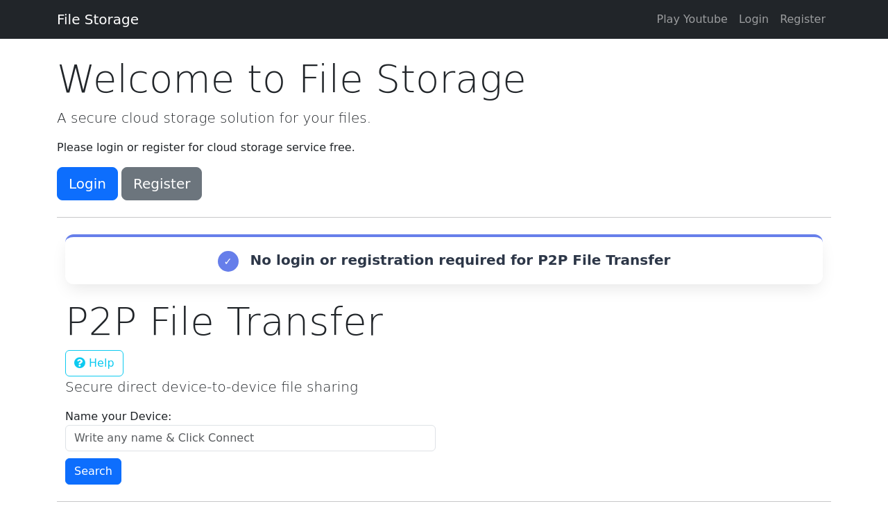 P2P File Transfer Website Screenshot